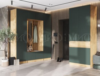 Прихожая Роджина крафт/изумруд, модульная (Миф) в Полевском - polevskoj.mebel-e96.ru