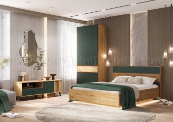 Спальный гарнитур Роджина крафт/изумрудный, модульный (Миф) в Полевском - polevskoj.mebel-e96.ru