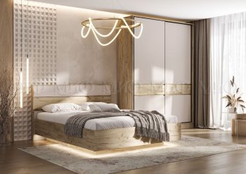 Спальный гарнитур Роджина крафт серый/кашемир, модульный (Миф) в Полевском - polevskoj.mebel-e96.ru