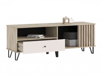 Тумба ТВ (1500) Роджина крафт серый/кашемир (Миф) в Полевском - polevskoj.mebel-e96.ru