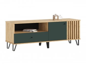 Тумба ТВ (1500) Роджина крафт/изумрудный (Миф) в Полевском - polevskoj.mebel-e96.ru