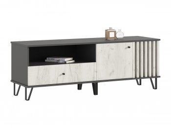 Тумба ТВ (1500) Роджина крафт белый/графит (Миф) в Полевском - polevskoj.mebel-e96.ru