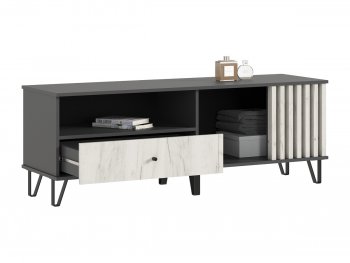 Тумба ТВ (1500) Роджина крафт белый/графит (Миф) в Полевском - polevskoj.mebel-e96.ru