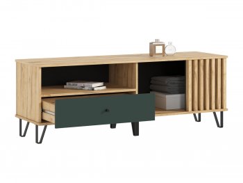 Тумба ТВ (1500) Роджина крафт/изумрудный (Миф) в Полевском - polevskoj.mebel-e96.ru