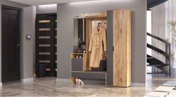 Прихожая Сабрина Дуб вотан/графит (Лин) в Полевском - polevskoj.mebel-e96.ru
