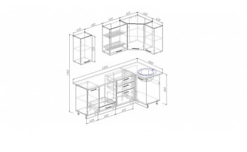 Угловой кухонный гарнитур Жемчуг 2200*1000 мм в Полевском - polevskoj.mebel-e96.ru