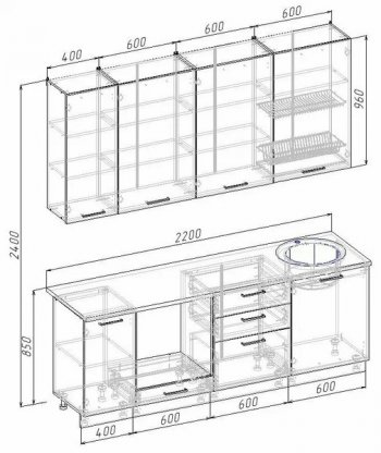 Кухонный гарнитур Трансильвания 2200 мм (Санвут) в Полевском - polevskoj.mebel-e96.ru