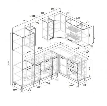 Угловой кухонный гарнитур Муссон 2400*1600 мм Sanvut в Полевском - polevskoj.mebel-e96.ru