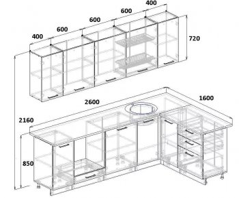 Угловой кухонный гарнитур Фьюжн 2600*1600 мм Sanvut в Полевском - polevskoj.mebel-e96.ru