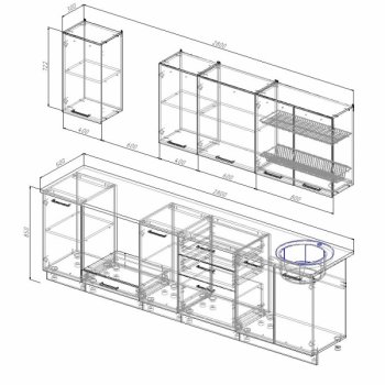 Кухонный гарнитур Руанда 2800 мм в Полевском - polevskoj.mebel-e96.ru