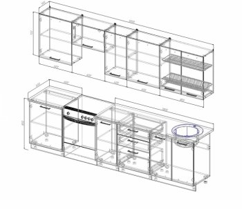 Кухонный гарнитур Каппучино 3000 мм МДФ в Полевском - polevskoj.mebel-e96.ru