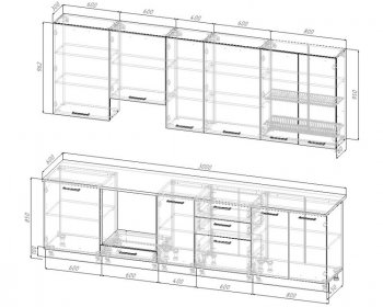 Кухонный гарнитур высокий Смоки 3000 мм МДФ в Полевском - polevskoj.mebel-e96.ru