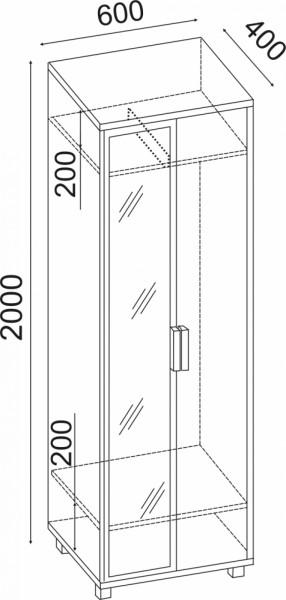 Шкаф 600 с зеркалом West (Риннер) в Полевском - polevskoj.mebel-e96.ru