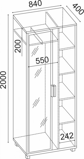 Шкаф 800 с зеркалом West (Риннер) в Полевском - polevskoj.mebel-e96.ru