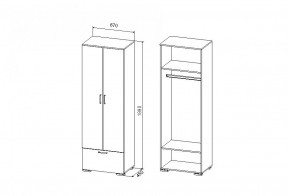 Шкаф Дуся 640 мм, ДШ 67.1, дуб бунратти/цемент в Полевском - polevskoj.mebel-e96.ru