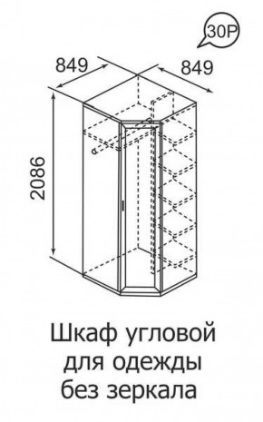 Шкаф угловой для одежды Ника-Люкс 30 без зеркал в Полевском - polevskoj.mebel-e96.ru