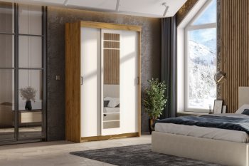 Шкаф-купе ШКП-7 1300 мм золотой/белый (СВ) в Полевском - polevskoj.mebel-e96.ru