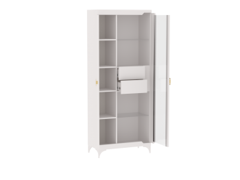 Пенал со стеклом широкий NEW Сиде Белый (СБК) в Полевском - polevskoj.mebel-e96.ru