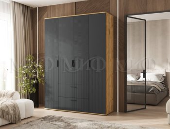 Шкаф 1600 мм Сильвия, крафт/графит (Миф) в Полевском - polevskoj.mebel-e96.ru