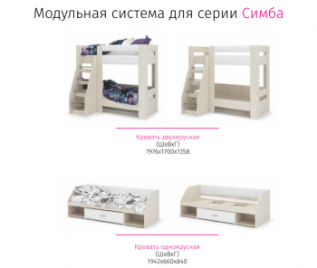 Набор детской мебели Симба дуб-белый глянец (СтендМ) в Полевском - polevskoj.mebel-e96.ru
