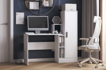 Компьютерный стол СКМ-2 белый (Микон) в Полевском - polevskoj.mebel-e96.ru