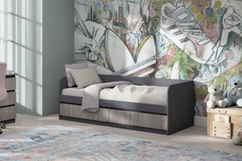 Кровать Соната 900 графит/крафт серый (Зарон) в Полевском - polevskoj.mebel-e96.ru