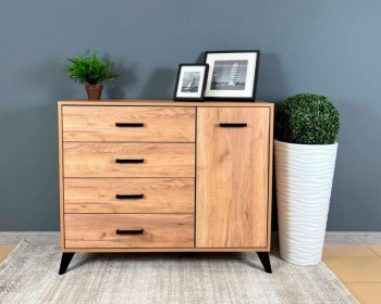 Комод-Тумба (1дв,4ящ) SVETLANA LOFT, дуб золотой (Генезис) в Полевском - polevskoj.mebel-e96.ru