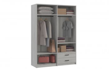 Шкаф 1500 мм  4-х ств. с зеркалом 2 ящ. SVETLANA LOFT, сосна белая (Генезис) в Полевском - polevskoj.mebel-e96.ru