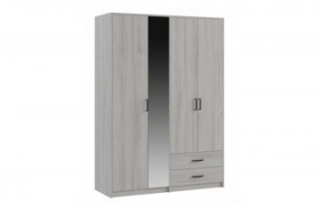 Шкаф 1500 мм  4-х ств. с зеркалом 2 ящ. SVETLANA LOFT, сосна белая (Генезис) в Полевском - polevskoj.mebel-e96.ru