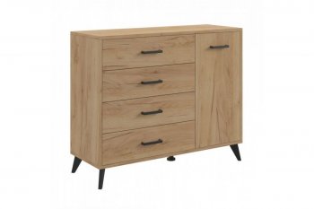 Комод-Тумба (1дв,4ящ) SVETLANA LOFT, дуб золотой (Генезис) в Полевском - polevskoj.mebel-e96.ru