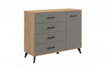 Комод-Тумба (1дв,4ящ) SVETLANA LOFT, дуб золотой/серый (Генезис) в Полевском - polevskoj.mebel-e96.ru