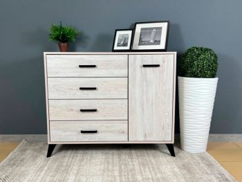 Комод-Тумба (1дв,4ящ) SVETLANA LOFT, сосна белая (Генезис) в Полевском - polevskoj.mebel-e96.ru