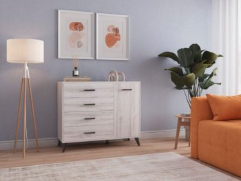 Комод-Тумба (1дв,4ящ) SVETLANA LOFT, сосна белая (Генезис) в Полевском - polevskoj.mebel-e96.ru