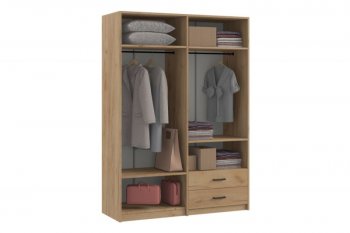 Шкаф 1500 мм  4-х ств. с зеркалом 2 ящ. SVETLANA LOFT, дуб золотой (Генезис) в Полевском - polevskoj.mebel-e96.ru