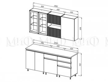 Кухонный гарнитур Техно-6 2000 мм (Миф) в Полевском - polevskoj.mebel-e96.ru