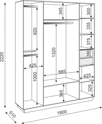 Шкаф распашной Тиффани М21 1800 мм (Риннер) в Полевском - polevskoj.mebel-e96.ru