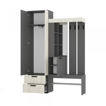 Прихожая Трамп графит/крафт белый (БТС) в Полевском - polevskoj.mebel-e96.ru