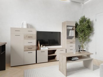 Тумба ТВ Турин ЛДСП крафт серый/кашемир (ВВР) в Полевском - polevskoj.mebel-e96.ru