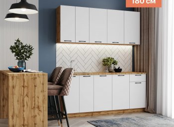 КУхонный гарнитур Валерия 1800 мм вотан/белый (Сурская) в Полевском - polevskoj.mebel-e96.ru