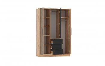 Шкаф 1300 мм 83.08 Вегас (3-х дв.) черный (Олмеко) в Полевском - polevskoj.mebel-e96.ru