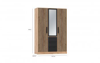 Шкаф 1300 мм 83.08 Вегас (3-х дв.) черный (Олмеко) в Полевском - polevskoj.mebel-e96.ru