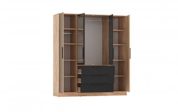 Шкаф 1700 мм 83.07 Вегас (4-х дв.) черный (Олмеко) в Полевском - polevskoj.mebel-e96.ru