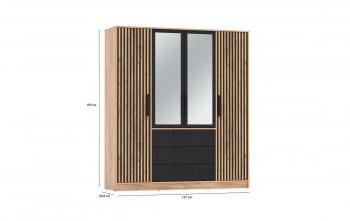 Шкаф 1700 мм 83.07 Вегас (4-х дв.) черный (Олмеко) в Полевском - polevskoj.mebel-e96.ru